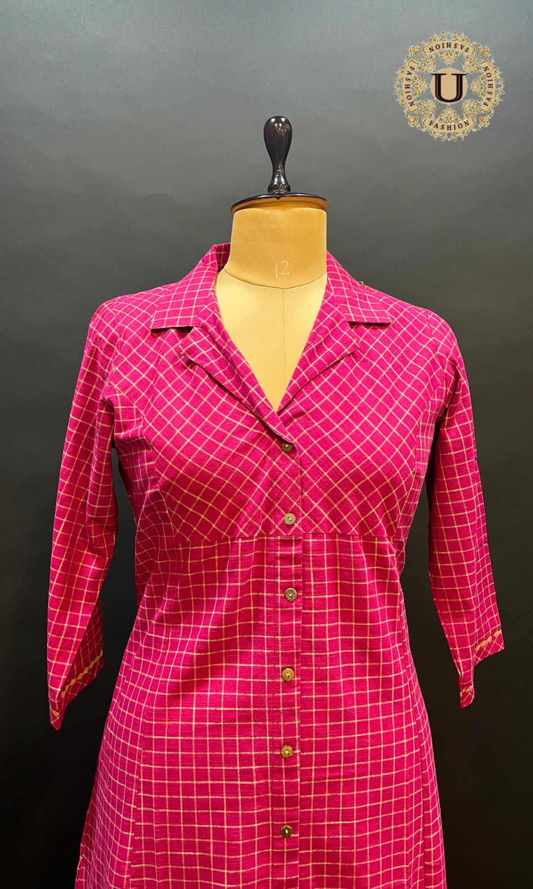 Pink color cotton a line long kurti
