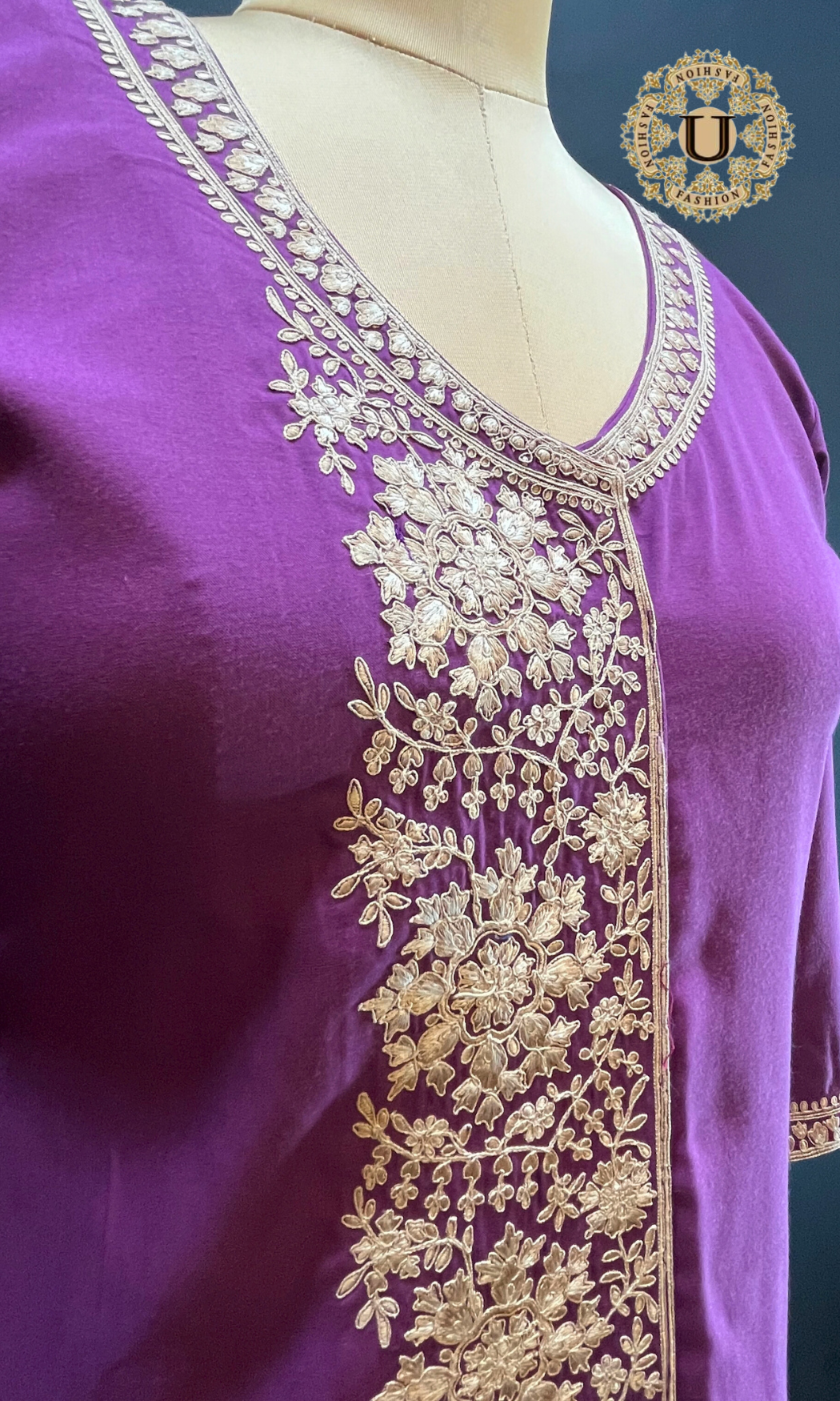 Purple Spun Long Kurti with Dori Embroidery | Anarkali-Inspired Straight Cut