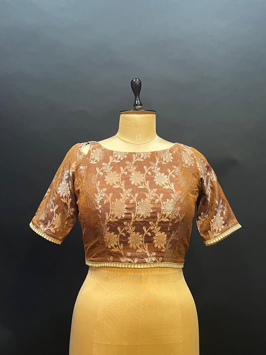 Brown Brocade designer blouse