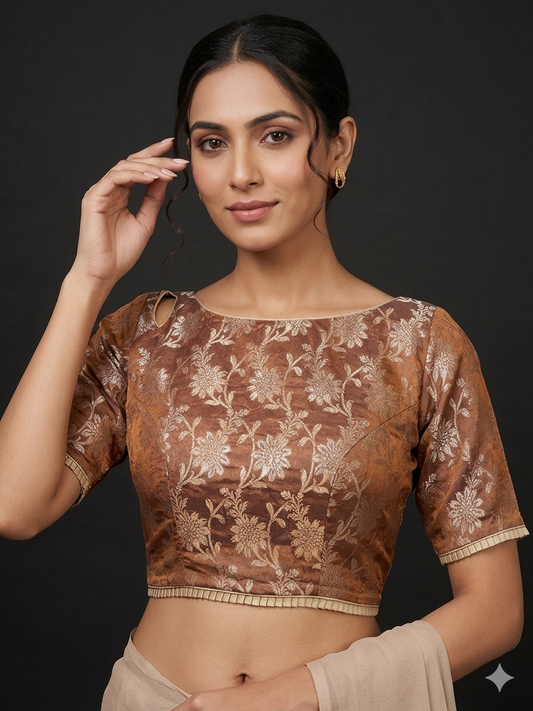 Brown Brocade designer blouse