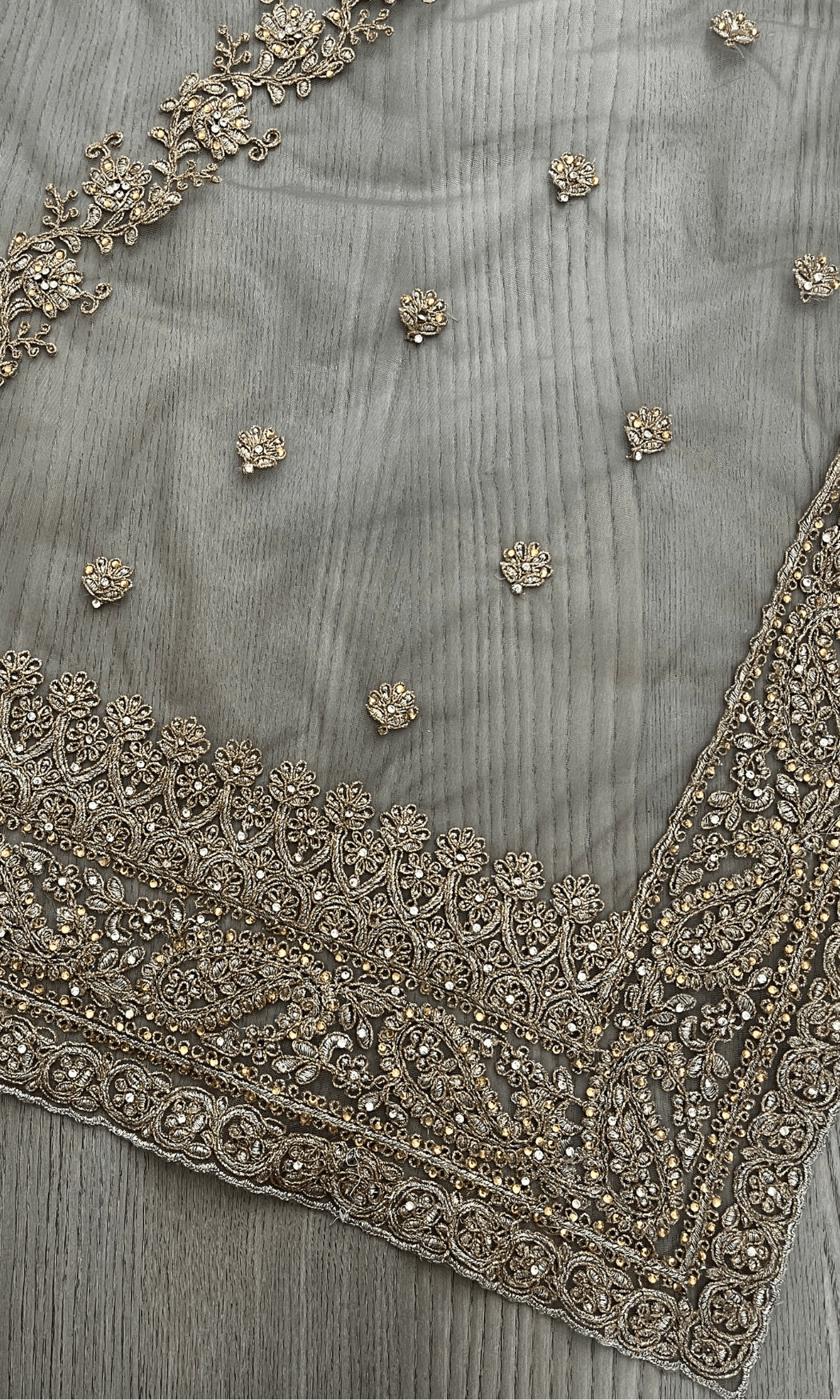 Gray Embroidered Partywear Net Saree with Running Blouse Piece U fashion