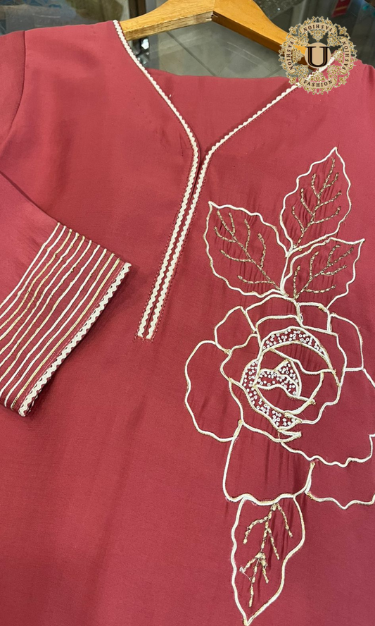 Dusky Peach Emroidered Kurti