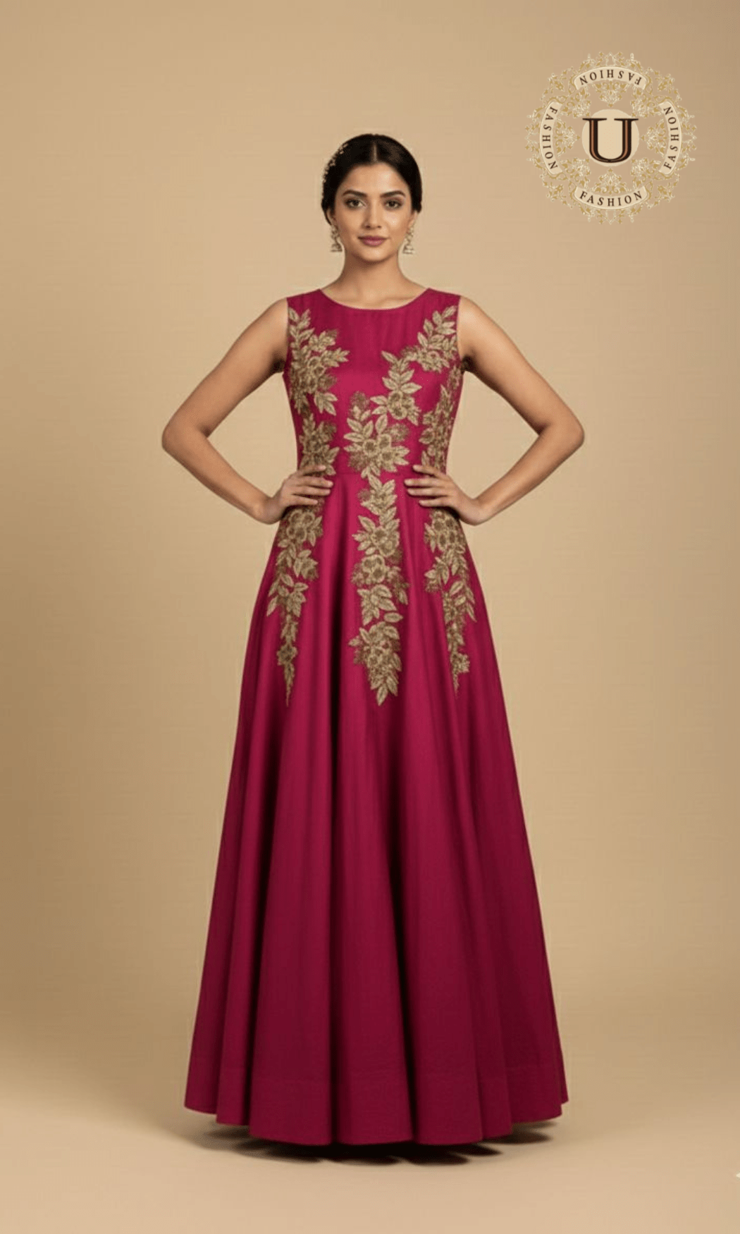 Silk Embroidered Gown. U fashion