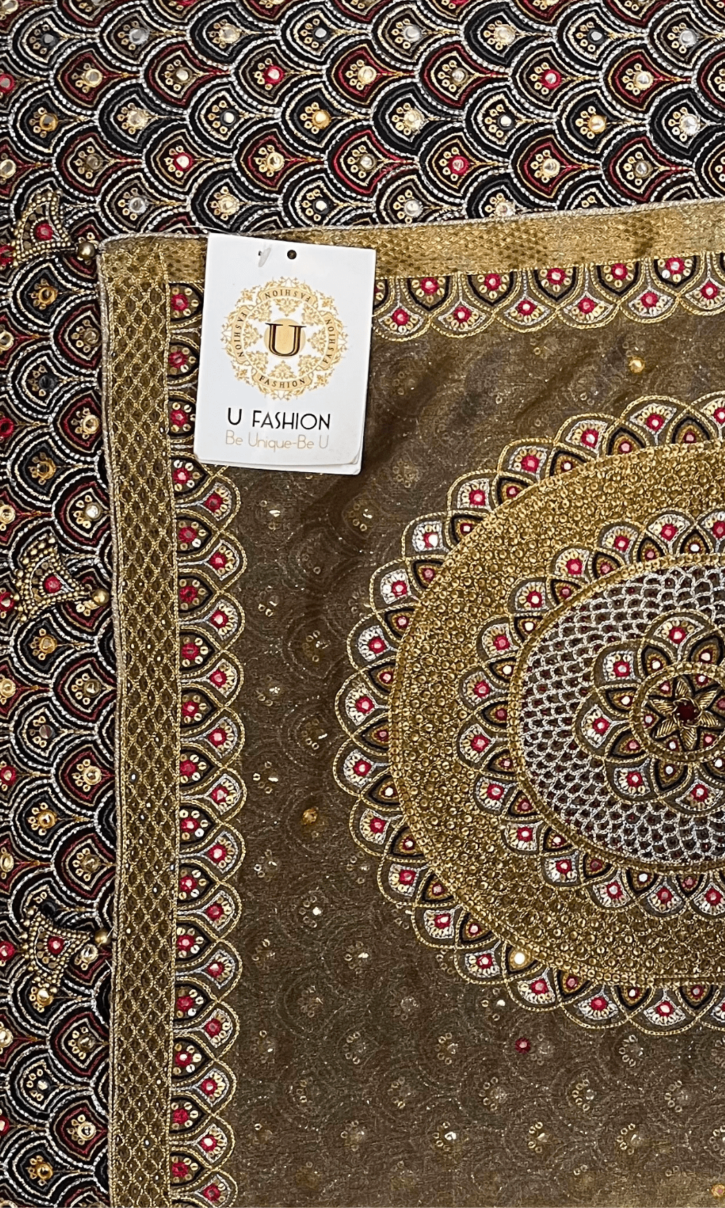 Antique Gold Tissue Georgette Saree U fashion