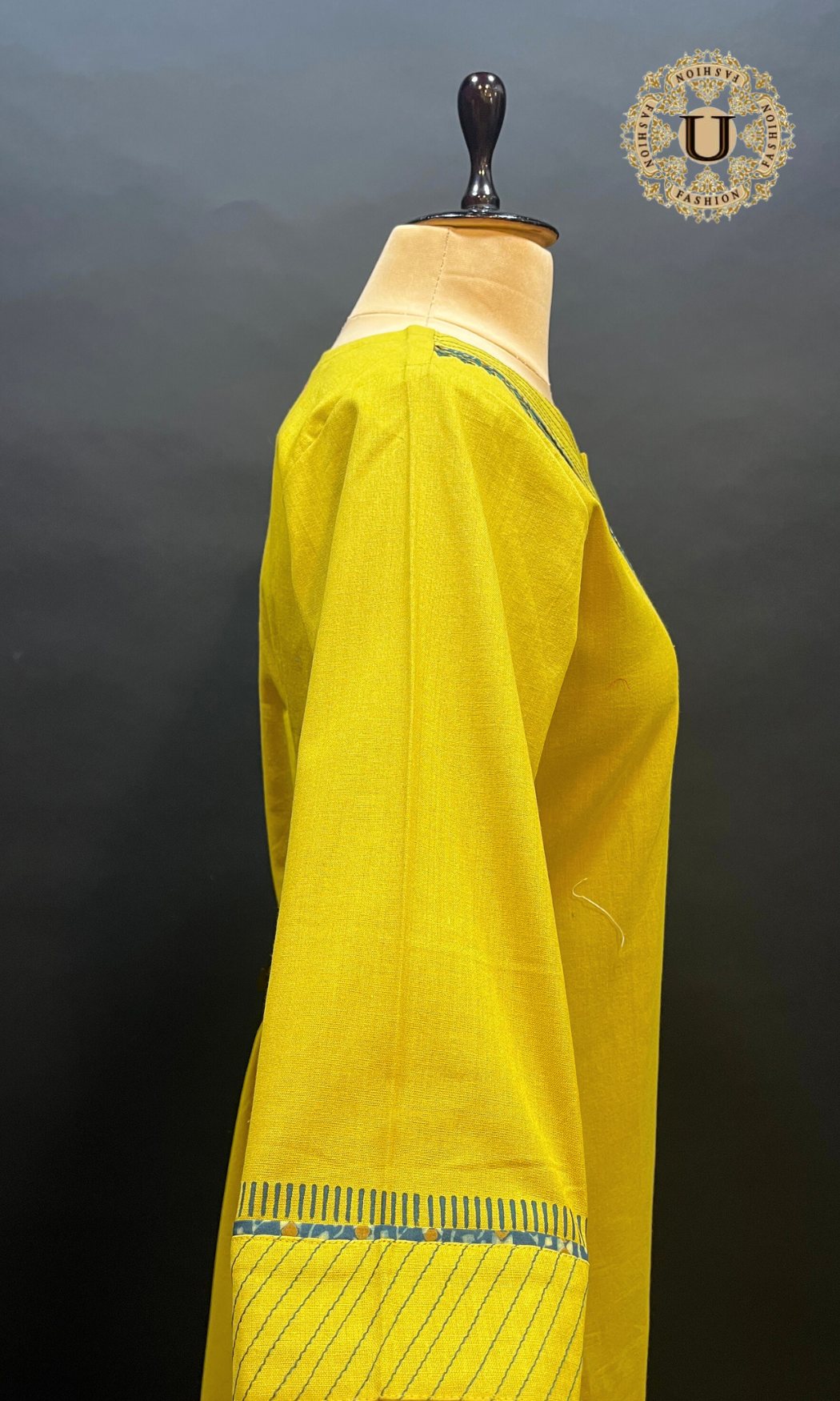 Bright yellow cotton long kurti