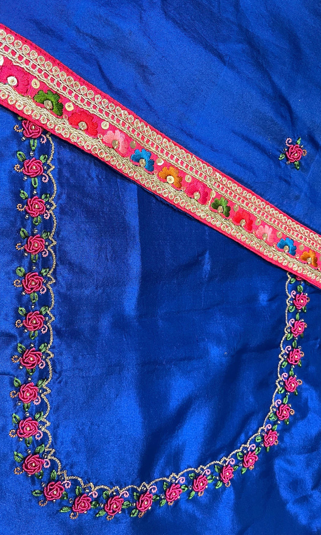 Royal Blue Silk Embroidered Silk Saree U fashion