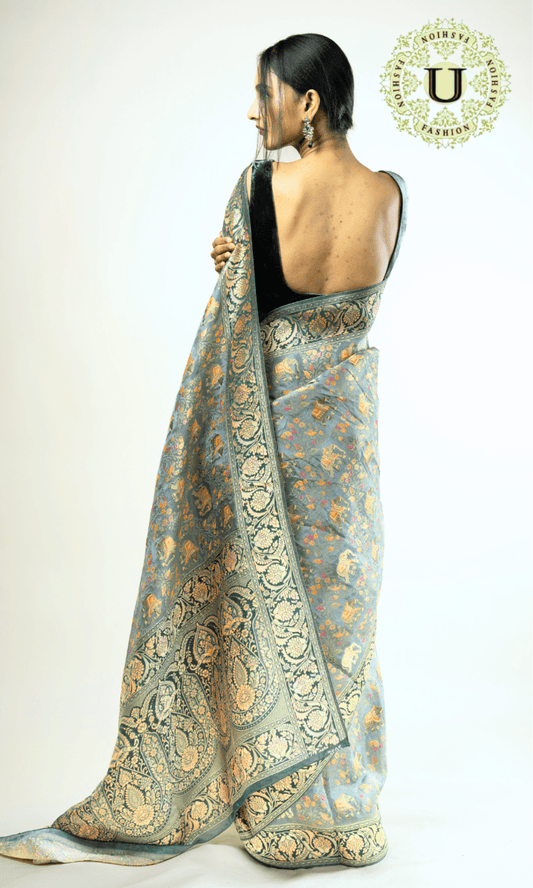 Light Green Viscose Silk Woven Saree U fashion