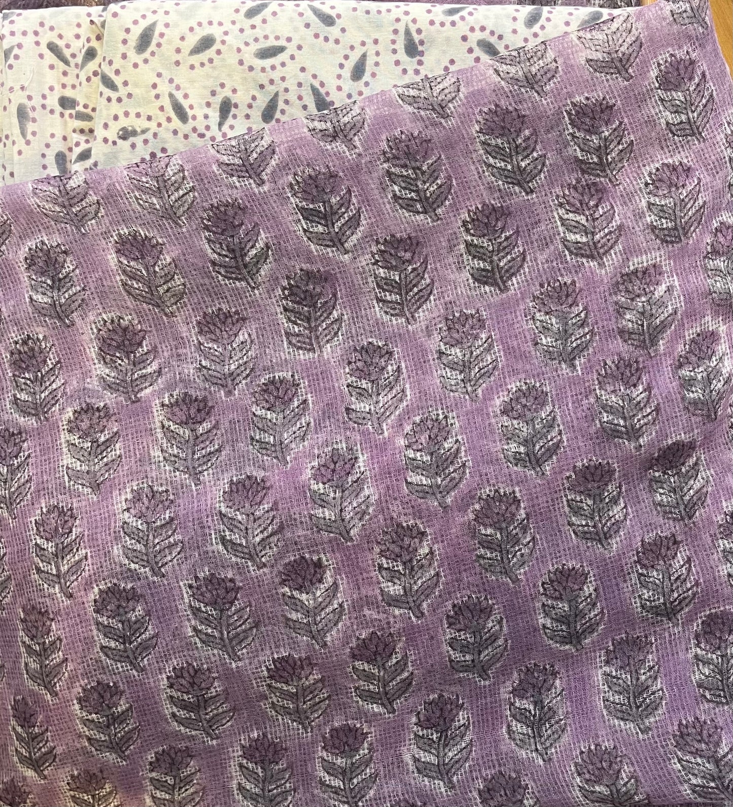 Lavender Kota checks Un stitched suit.