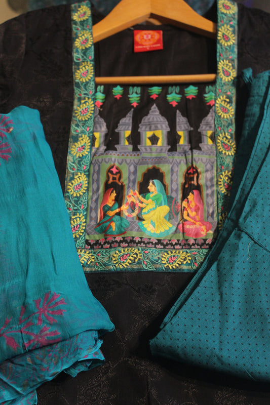 Black Hand Painted Chudidar