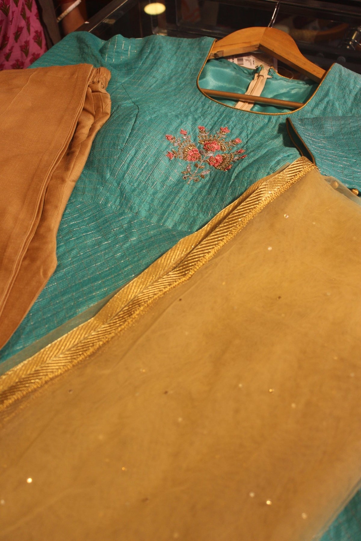 Aqua Blue Embroidered Ethnic Gown U fashion
