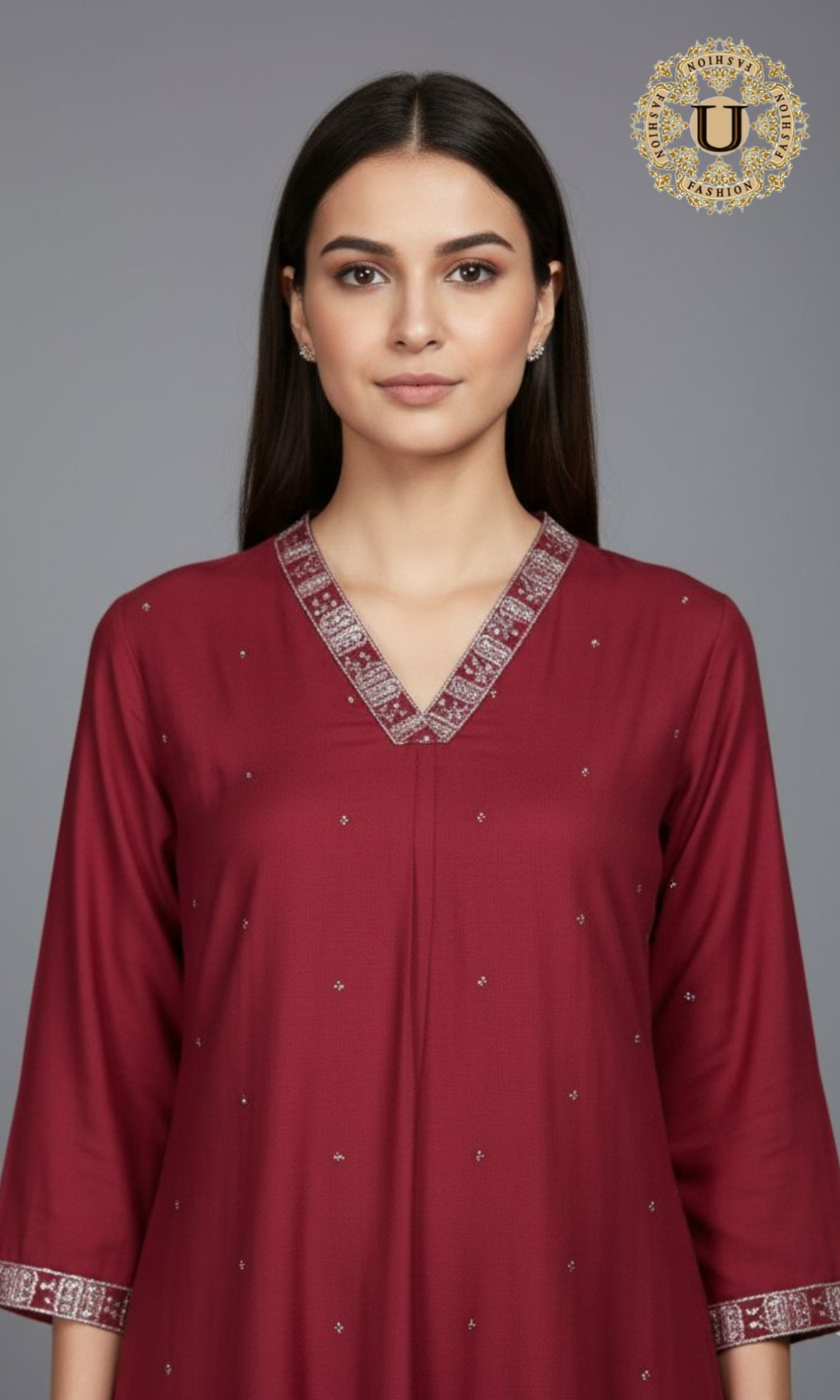 Dark Pink A Line Long Kurti