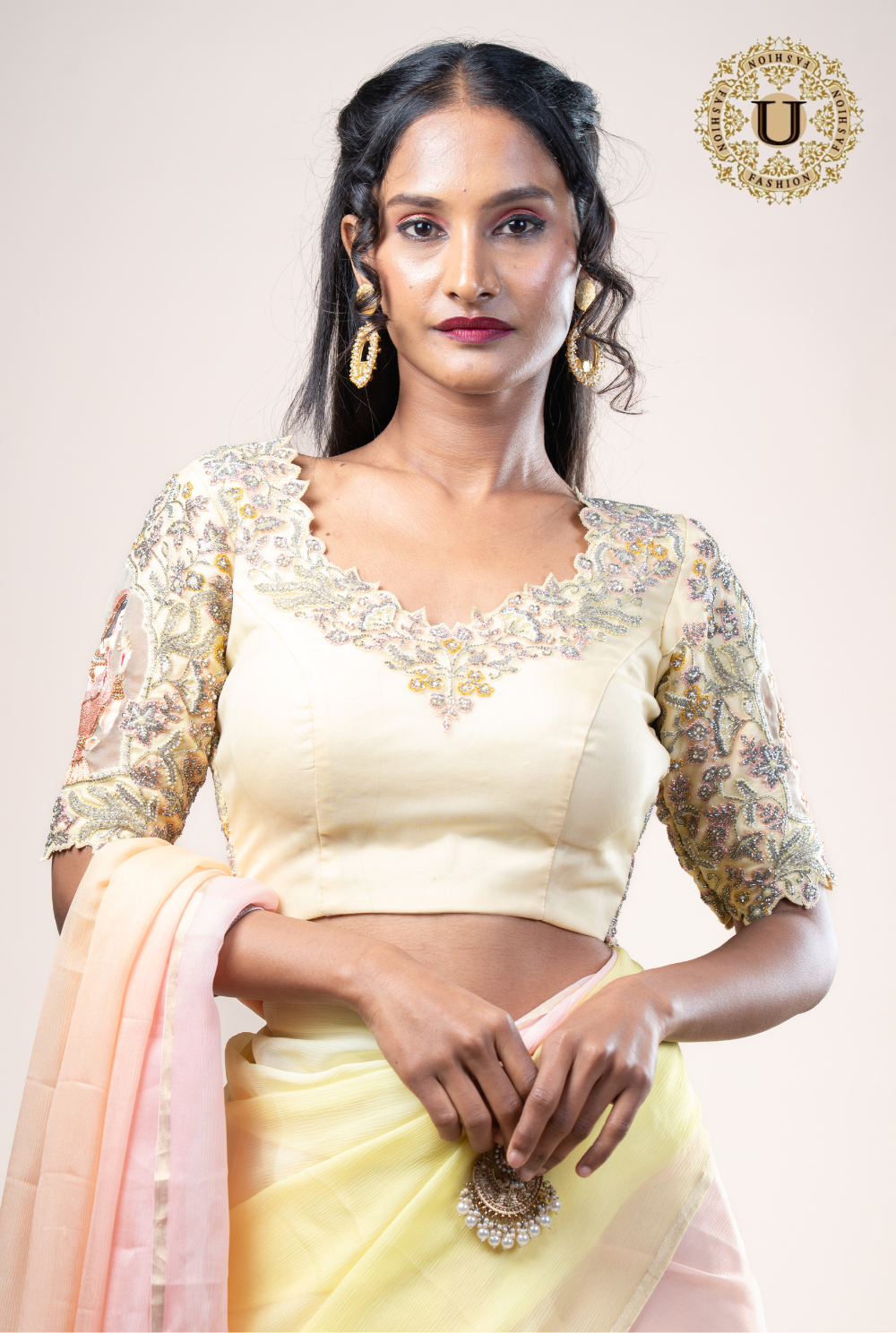 Lemon Yellow Shaded Pure Chiffon Saree