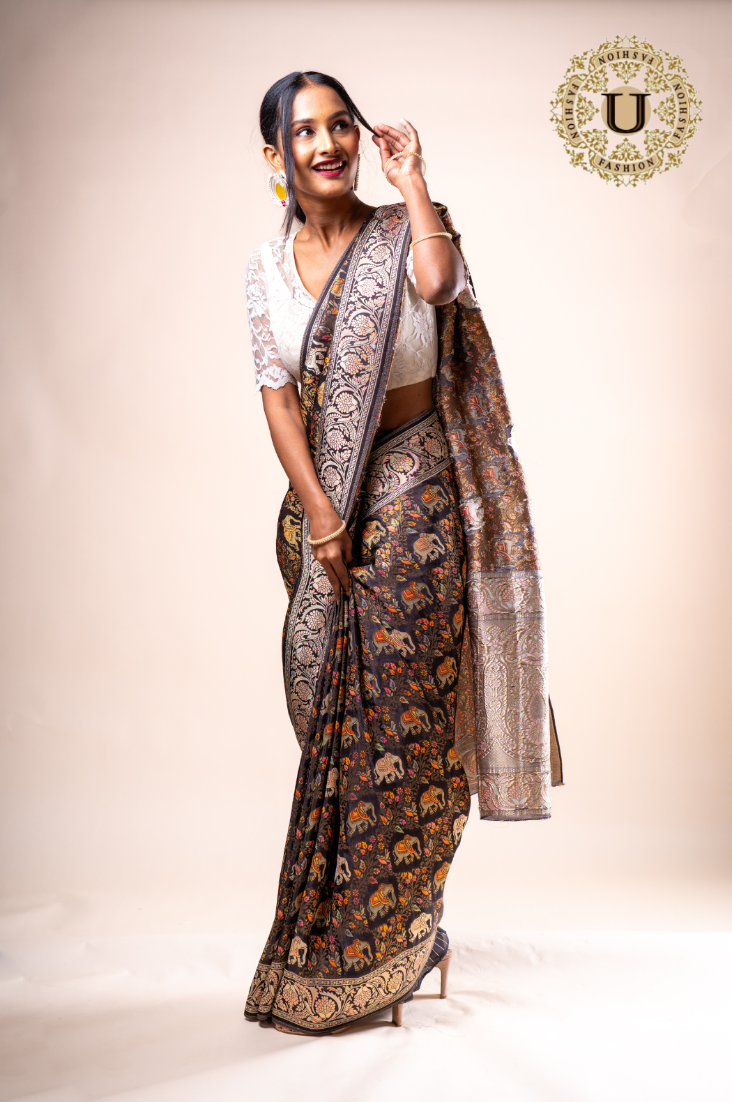 Black Satin Blended Silk