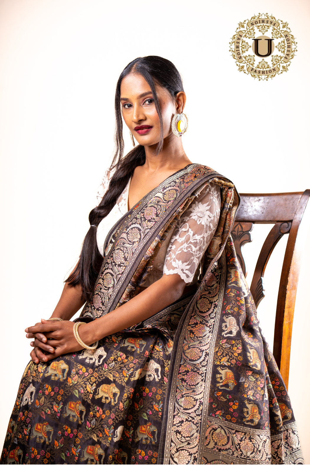 Black Satin Blended Silk