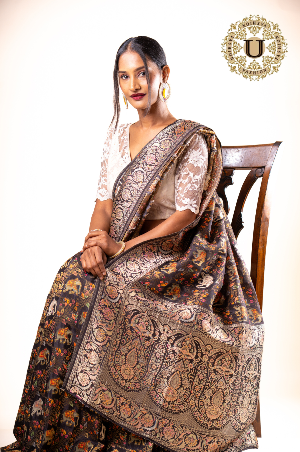 Black Satin Blended Silk