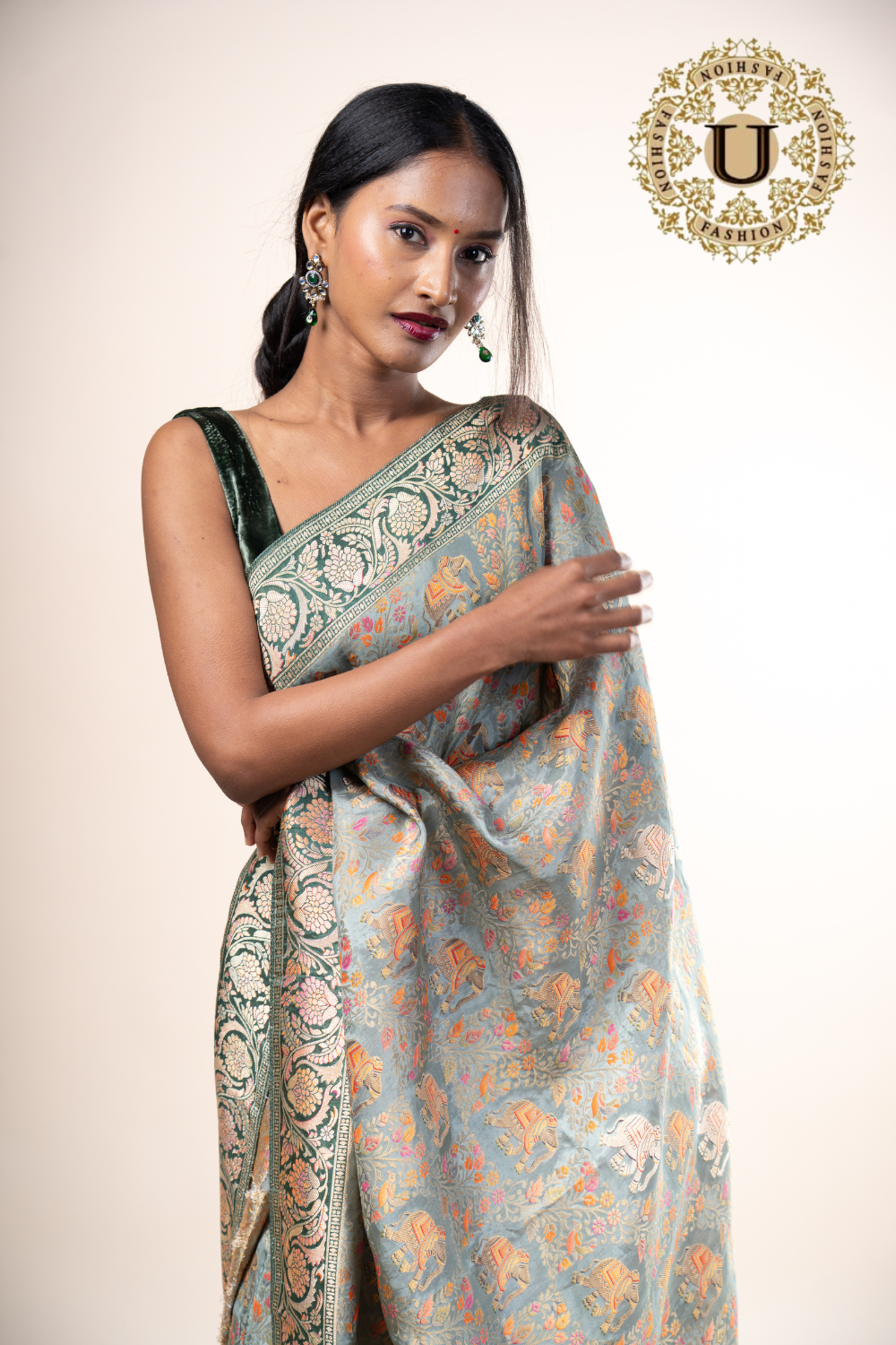 Sap Green Viscose Silk Woven Saree
