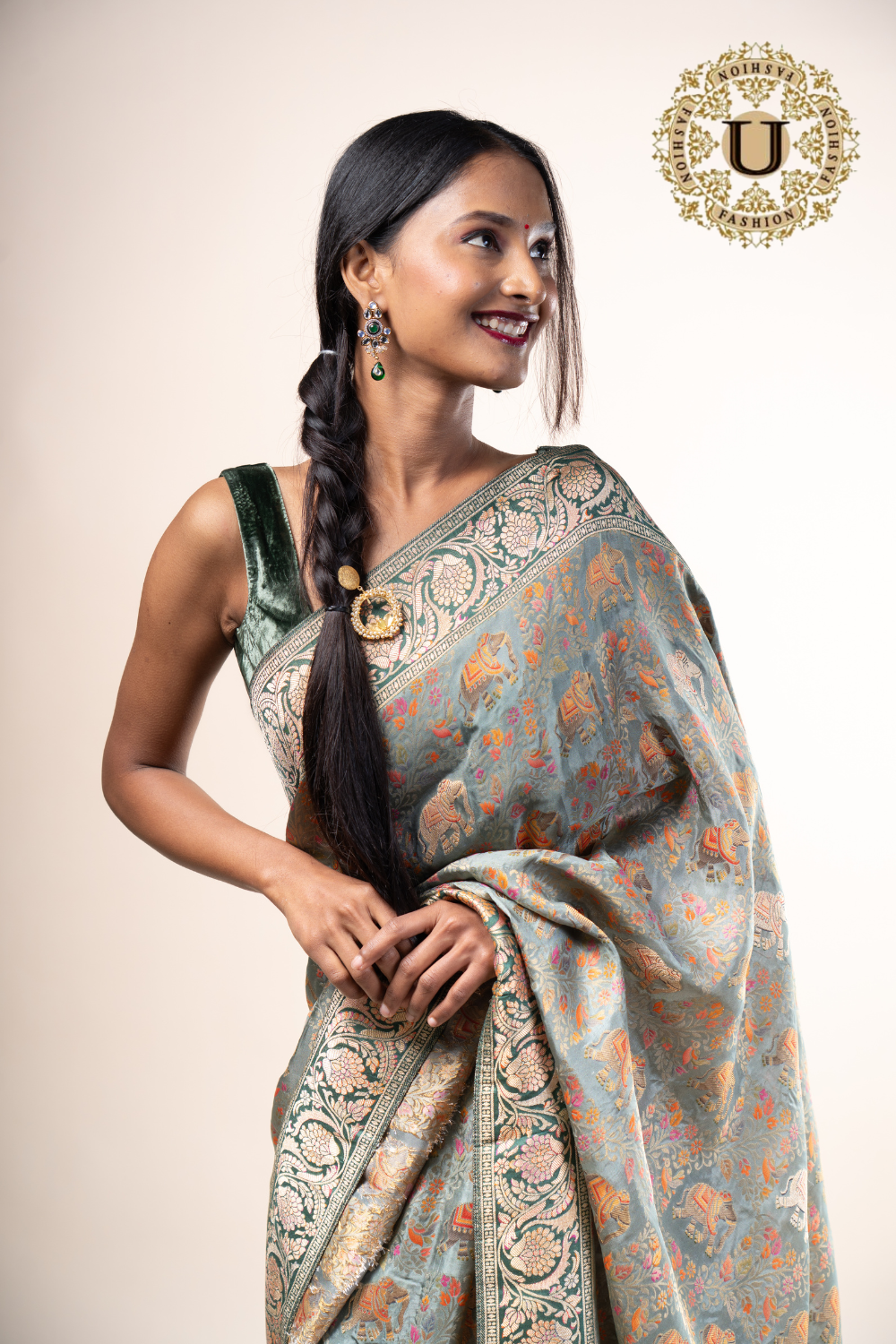 Sap Green Viscose Silk Woven Saree
