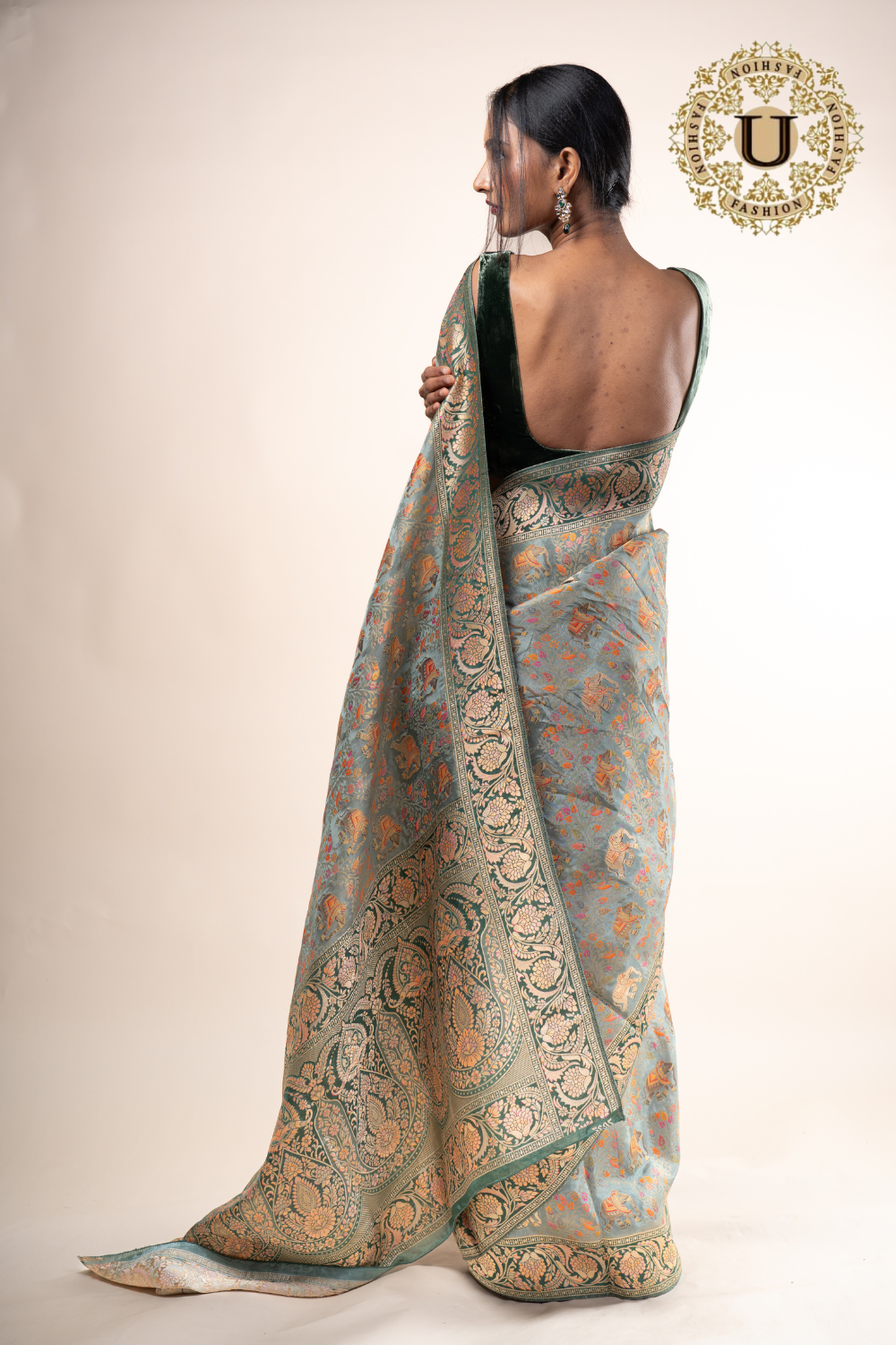 Sap Green Viscose Silk Woven Saree