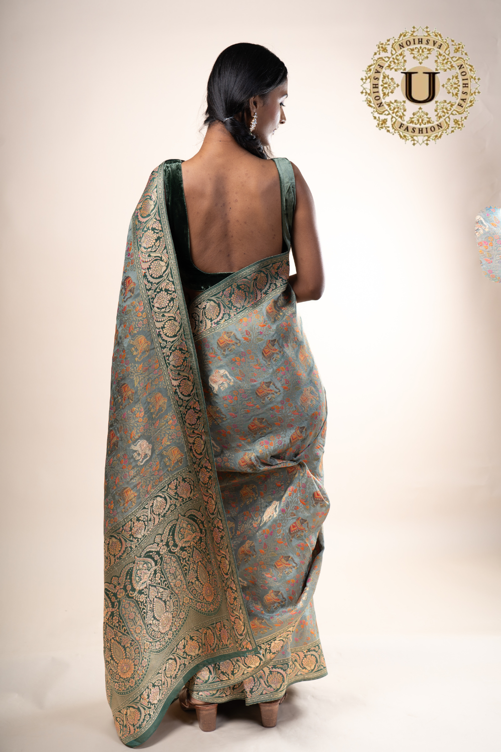 Sap Green Viscose Silk Woven Saree