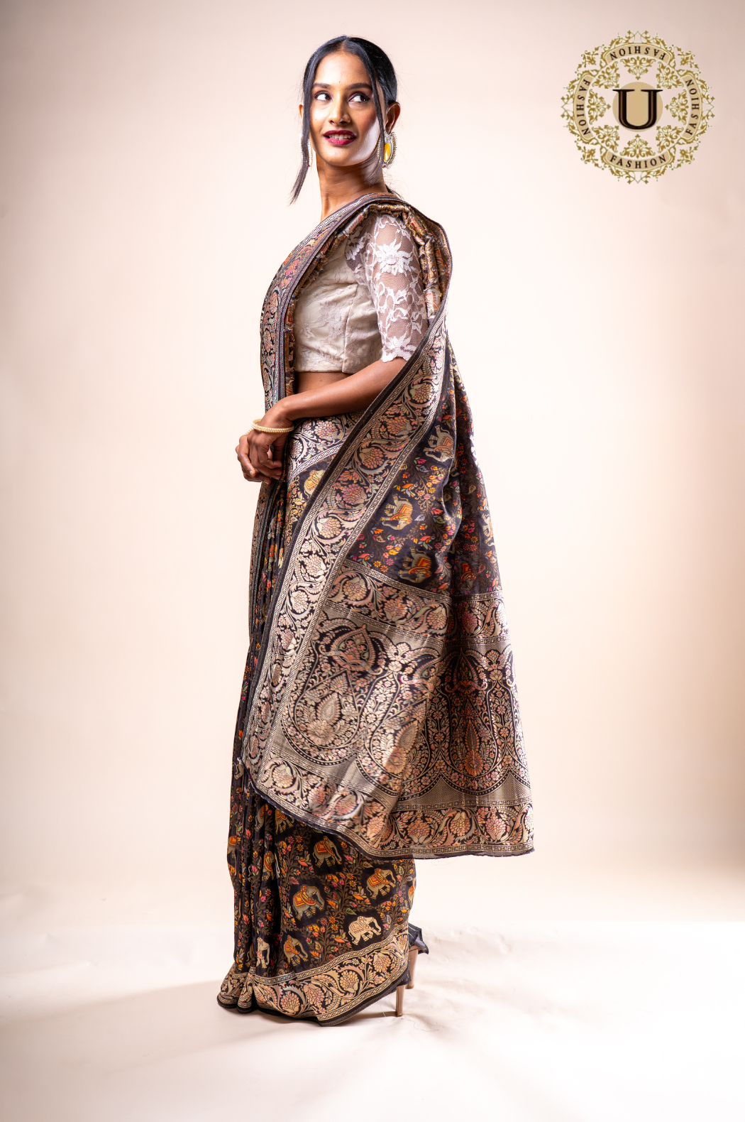 Black Satin Blended Silk