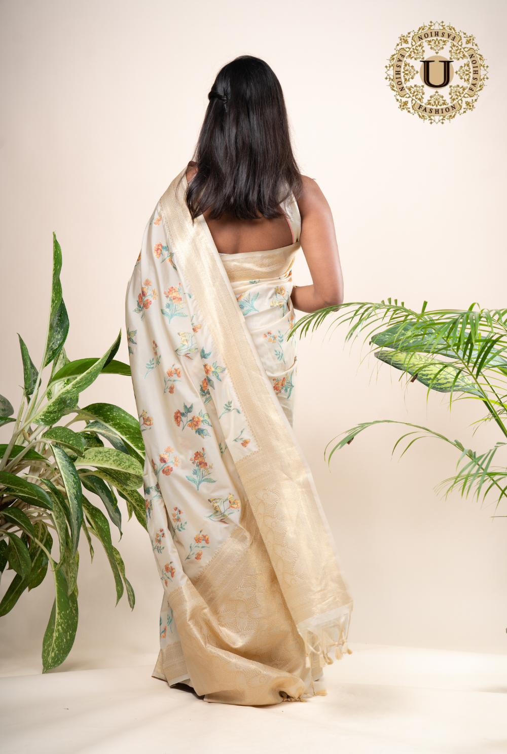 Offwhite Semi Silk With Zari Border