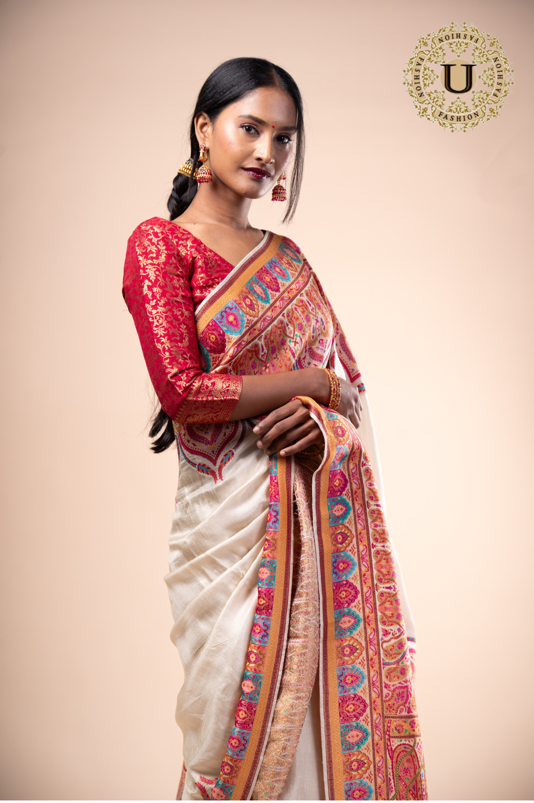 OFFWHITE SILK VISCOSE SAREE