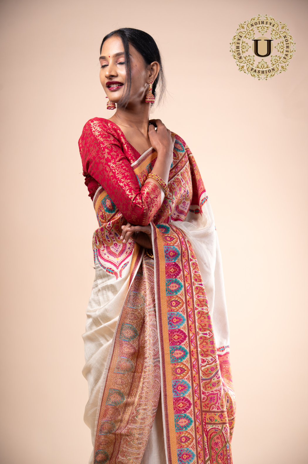 OFFWHITE SILK VISCOSE SAREE