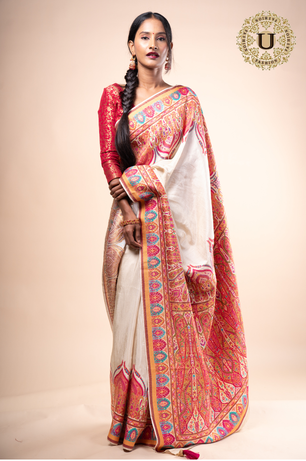 OFFWHITE SILK VISCOSE SAREE