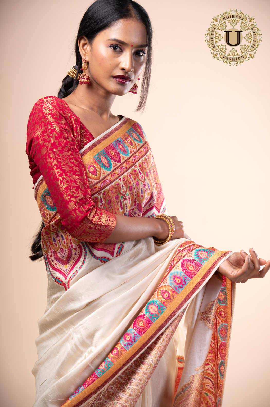 OFFWHITE SILK VISCOSE SAREE