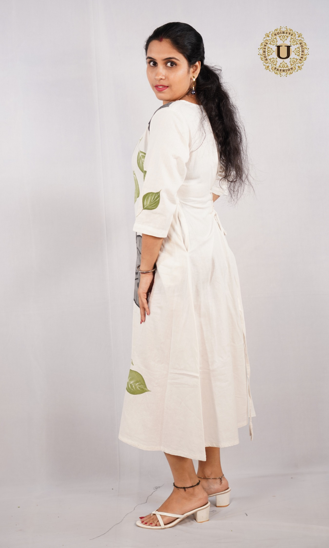White Hand Painted Cotton Kurti