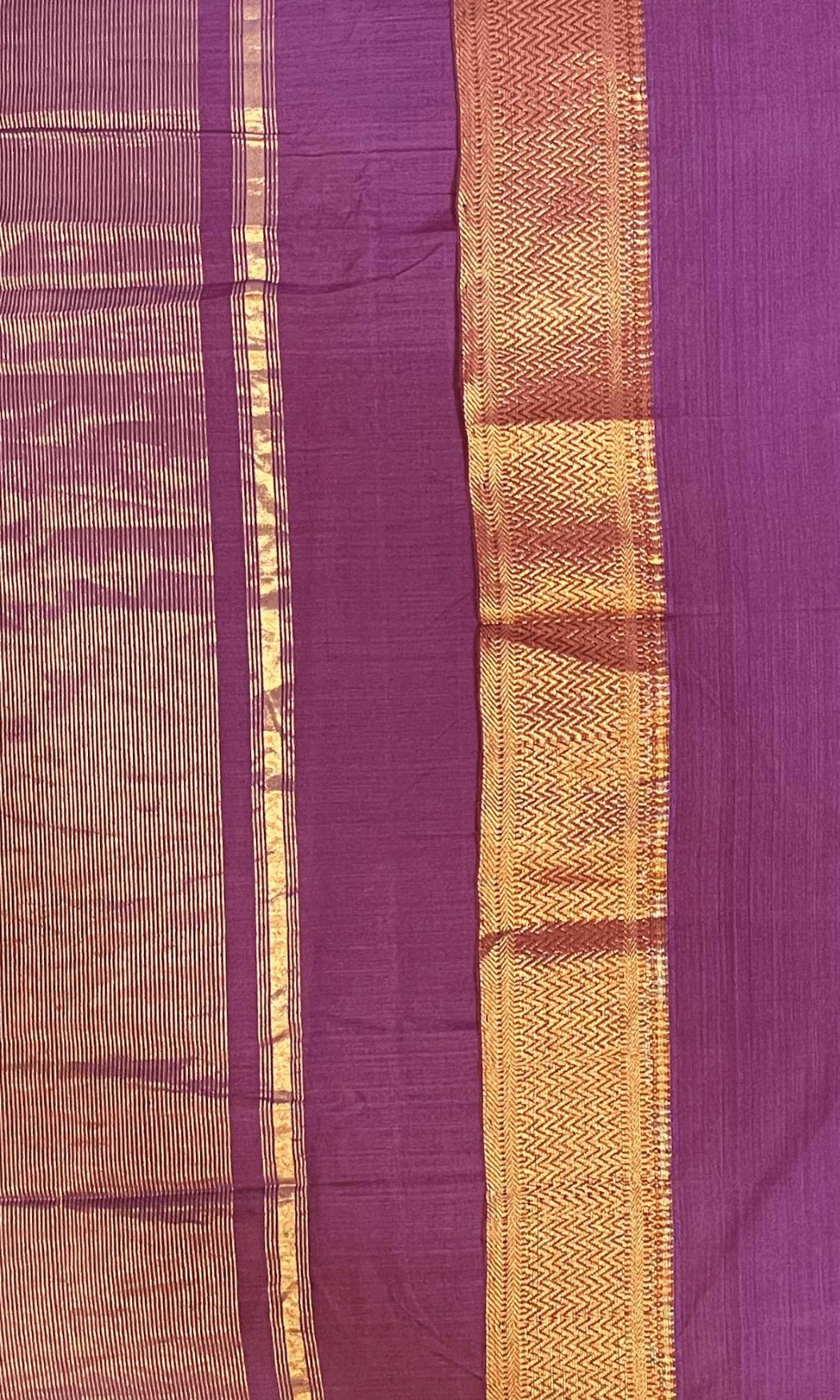Mauve Mangalgiri Cotton with Gold Border Saree U fashion