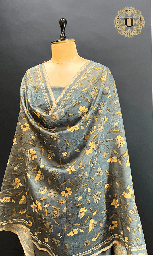 Soft Tushar Silk Figurative Digital Printed Un Stitched Suit U fashion