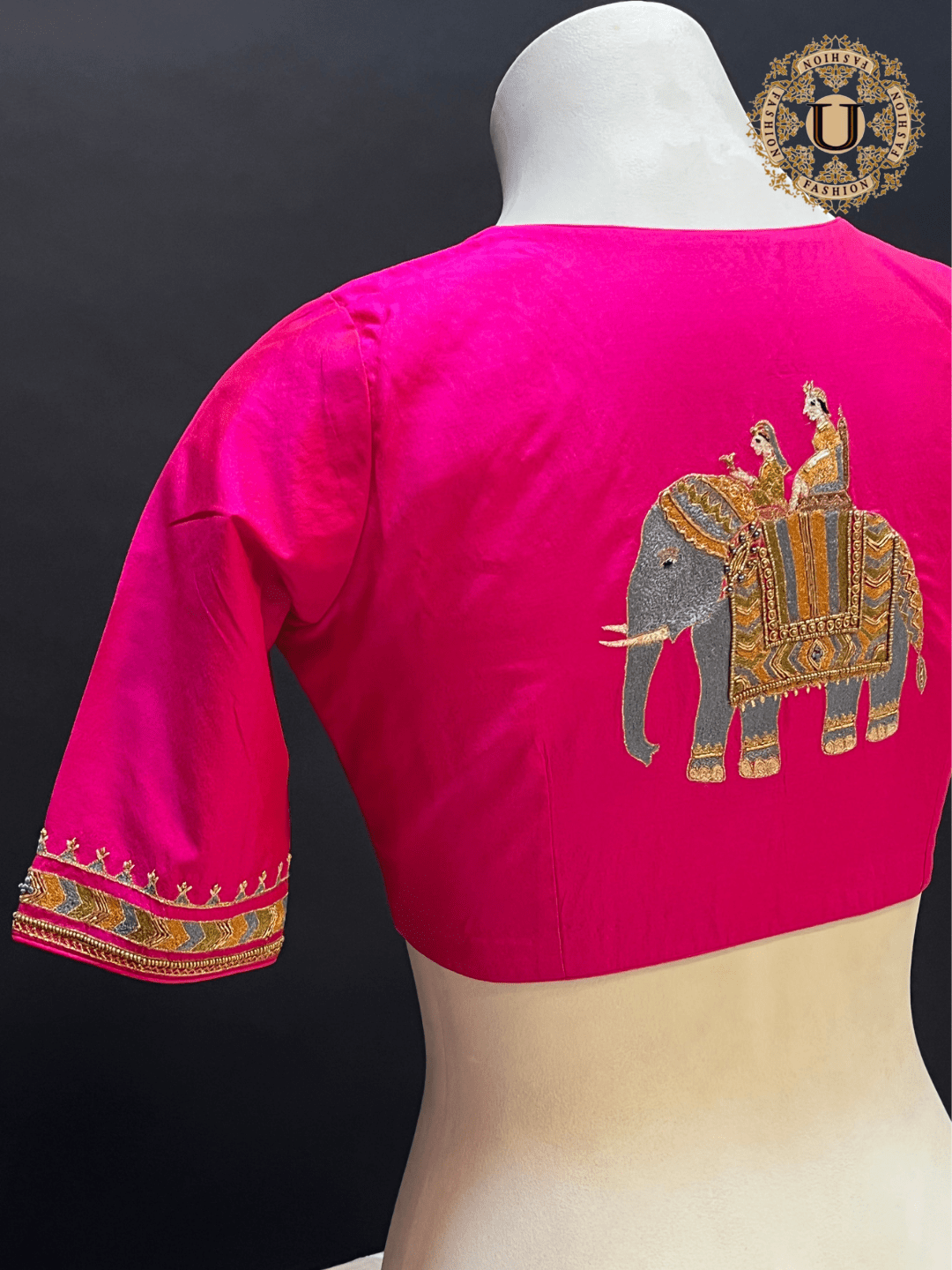 Pink Embroidered Silk Blouse U fashion