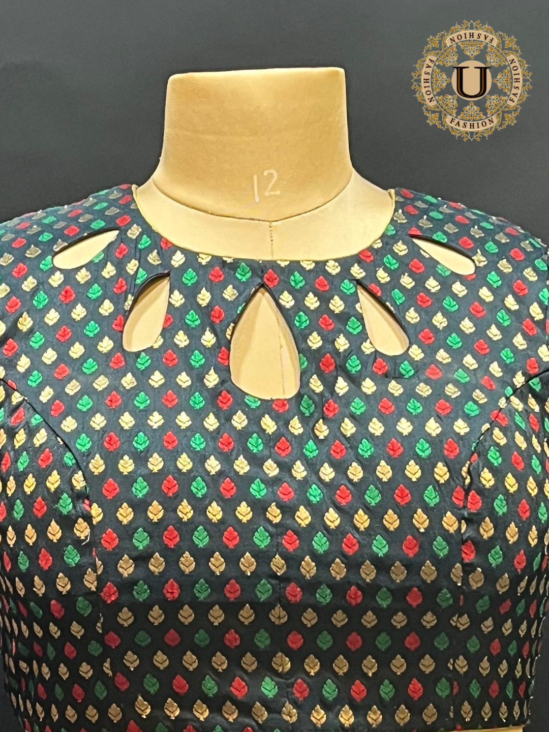 Black Silk Brocade Designer Blouse