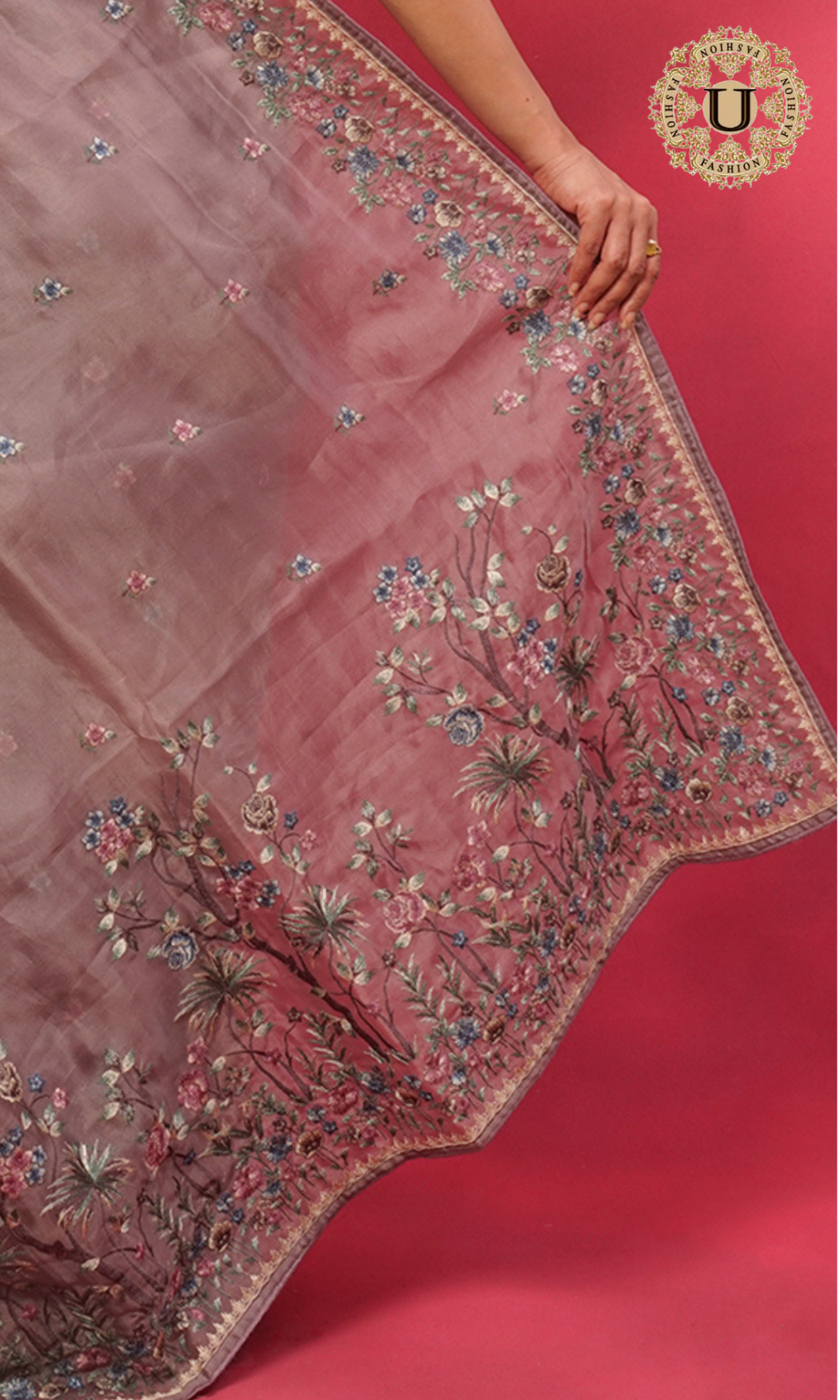 SILVER EMBROIDERY PARTY WEAR DESIGNER BLOUSE.