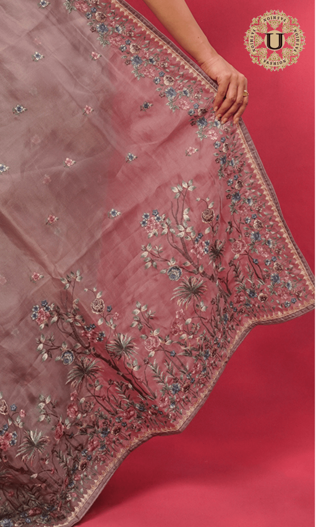 Silver embroidery party wear designer blouse U fashion
