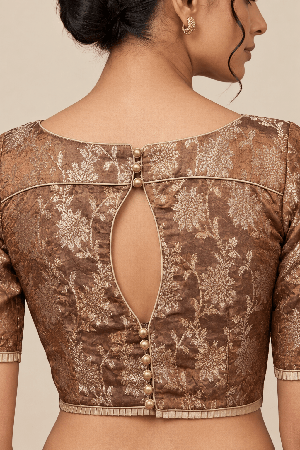 Brown Brocade Designer Blouse U fashion