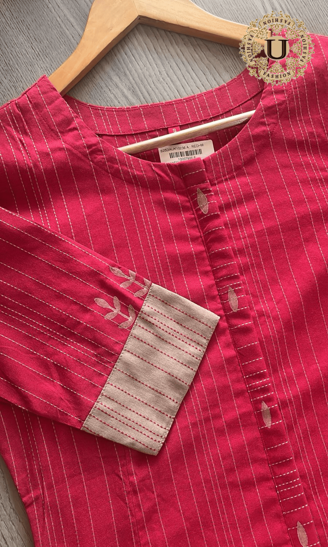Pink Cotton Straight-Cut Long Kurti S U fashion