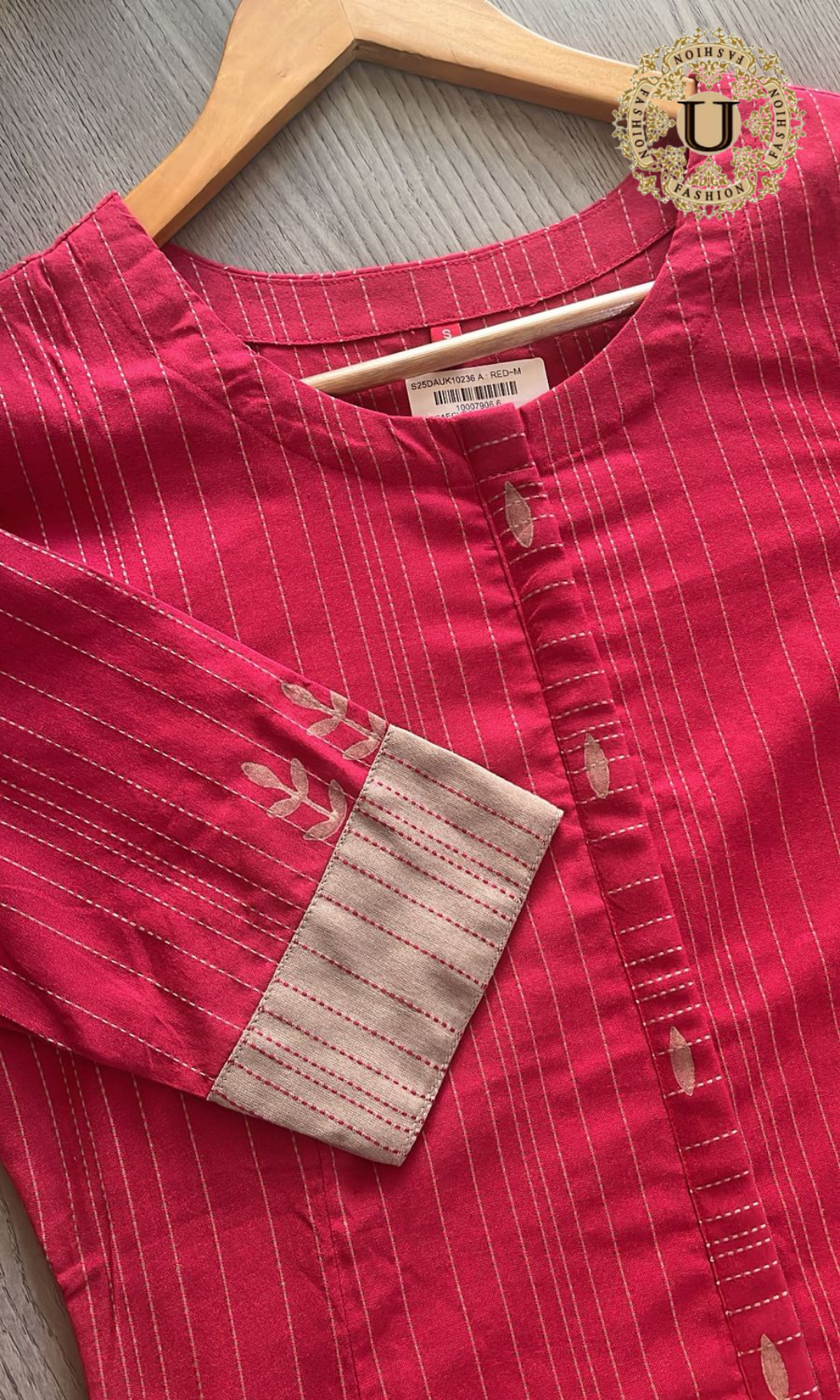 Pink Cotton Stright-Cut Long Kurti