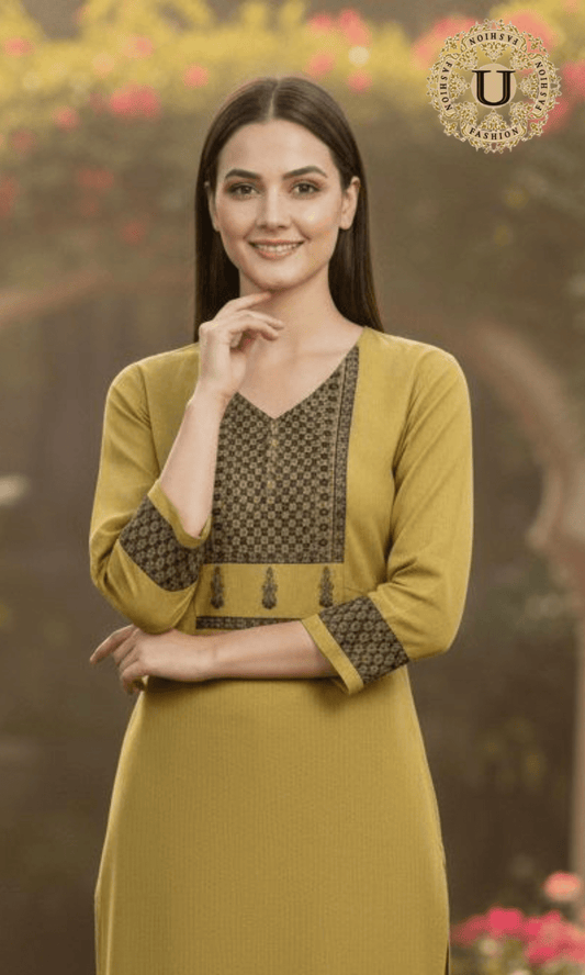 Mehendi Green Cotton Long Kurti S U fashion