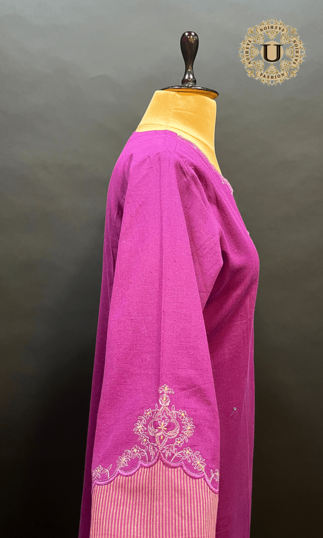 Purple Printed Cotton Long Kurti U fashion