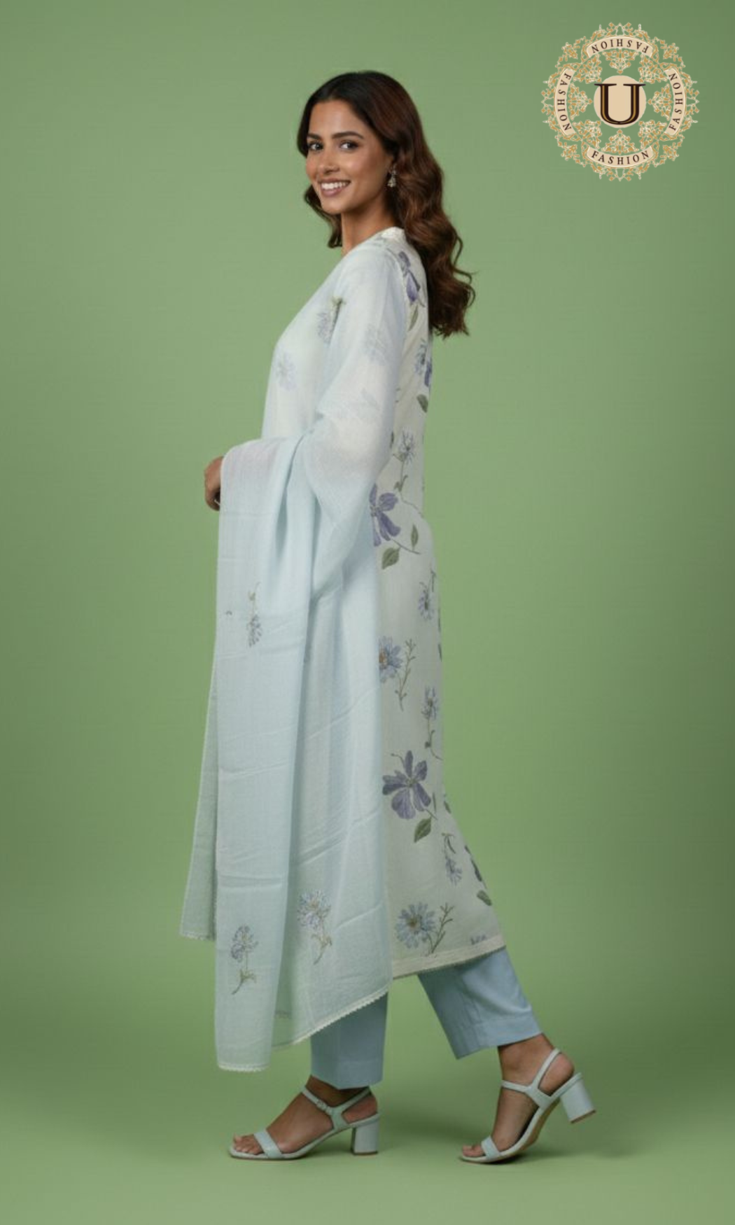 White Printed Kurti Set