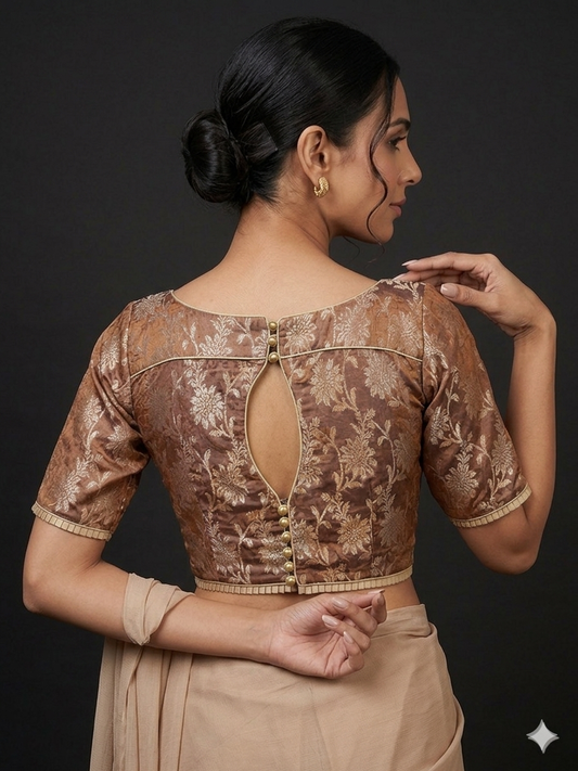 Brown Brocade designer blouse