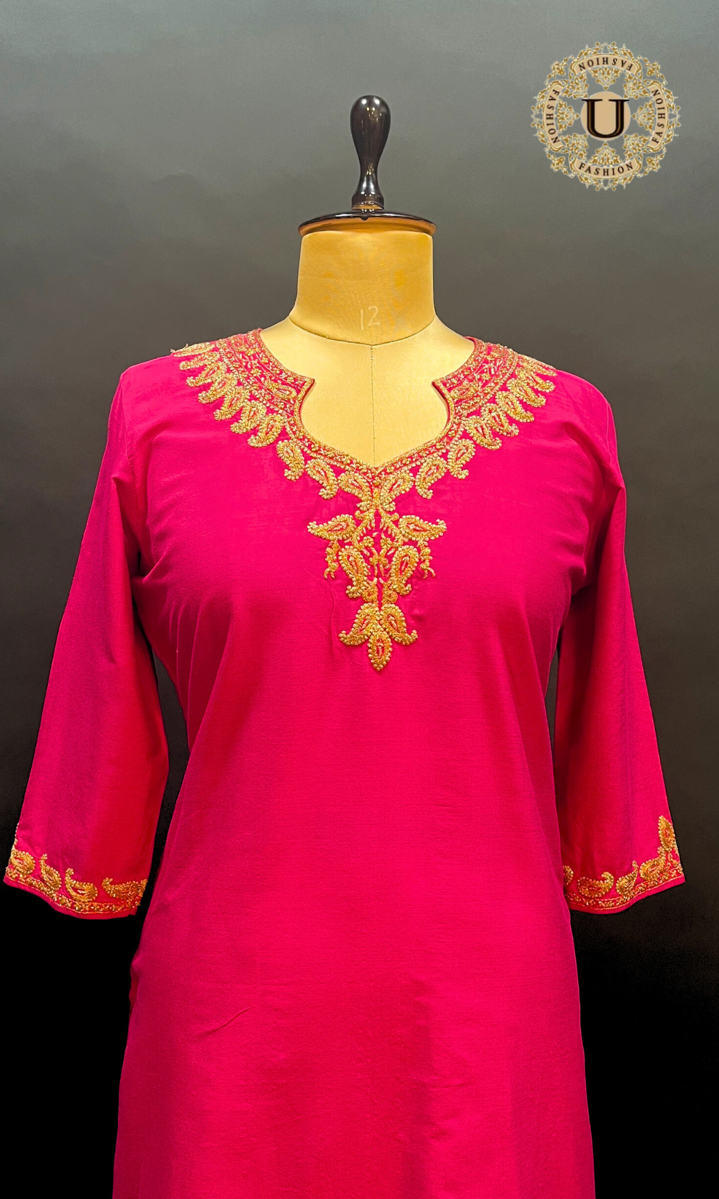 Pink spun embroidered Long Kurti