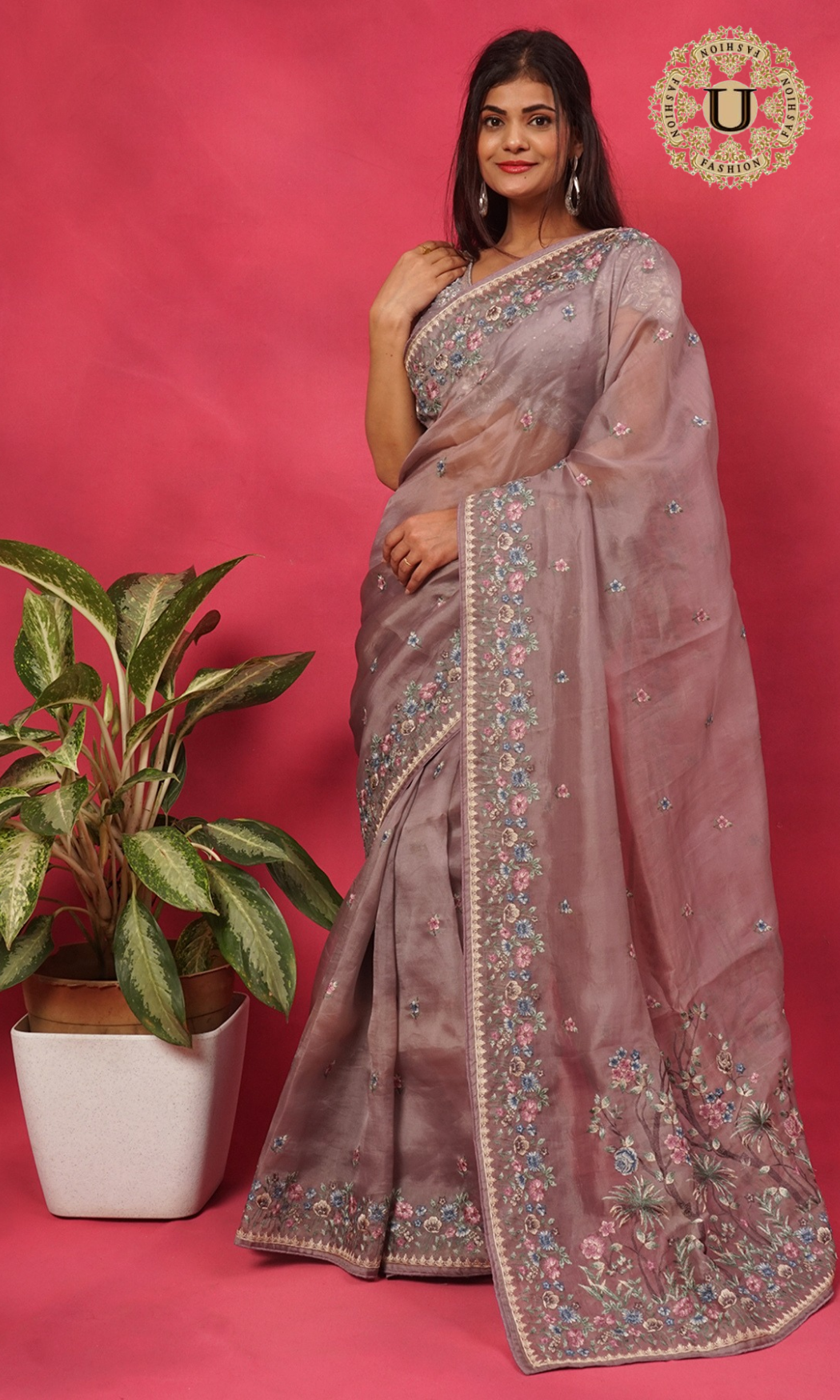 SILVER EMBROIDERY PARTY WEAR DESIGNER BLOUSE.