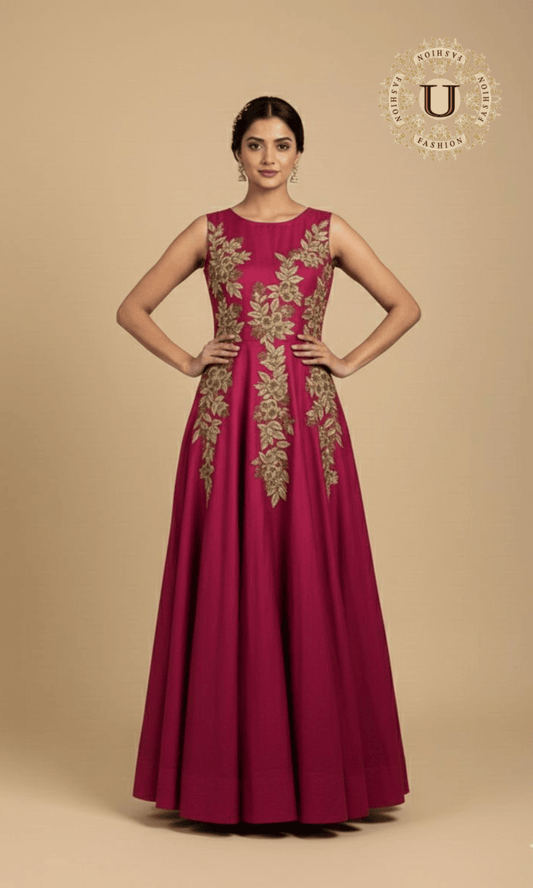 Silk Embroidered Gown. U fashion