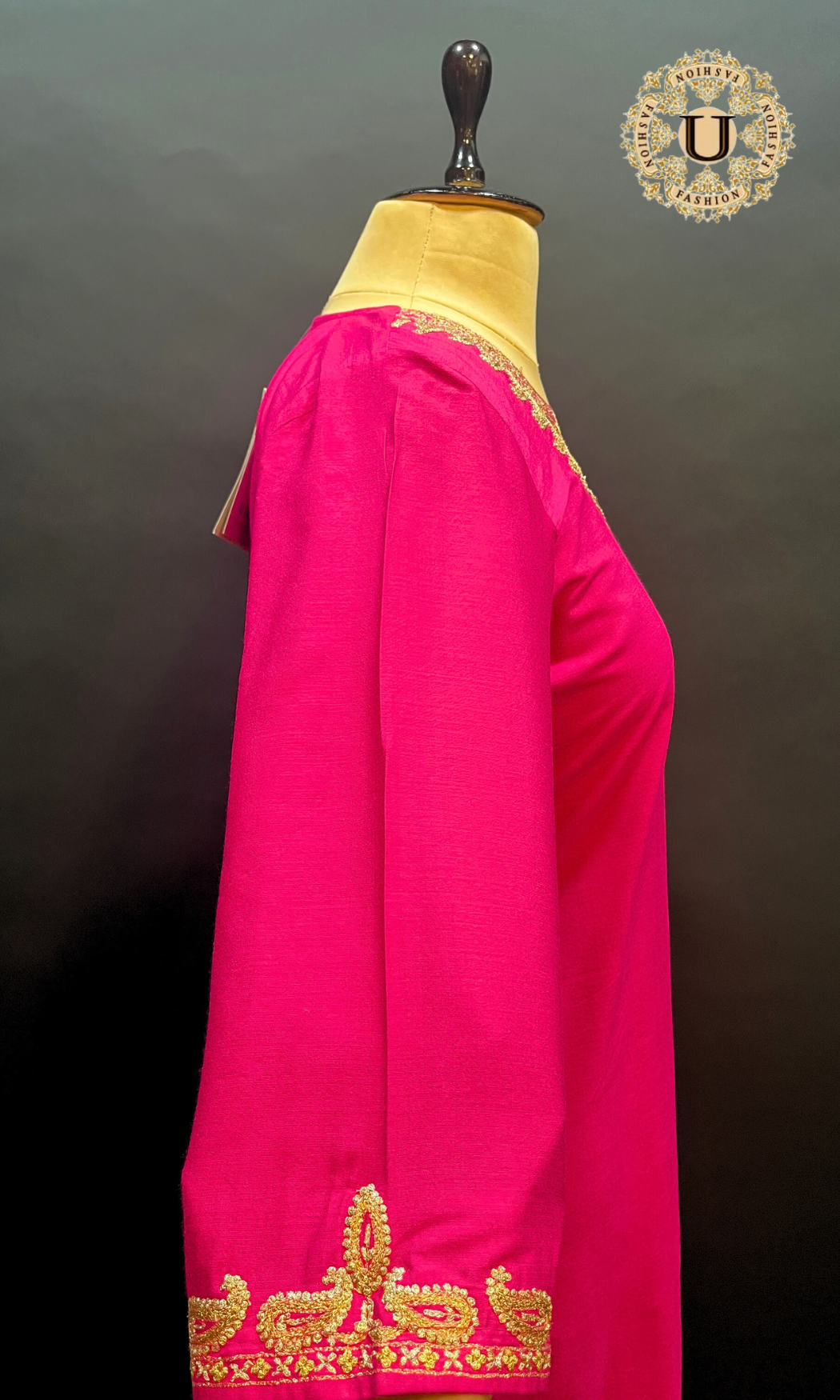 Pink spun embroidered Long Kurti