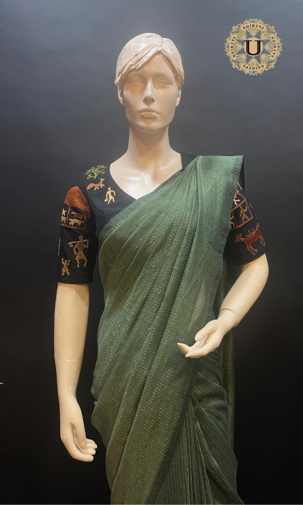 Sage Green Silver stripes Mul Cotton Saree