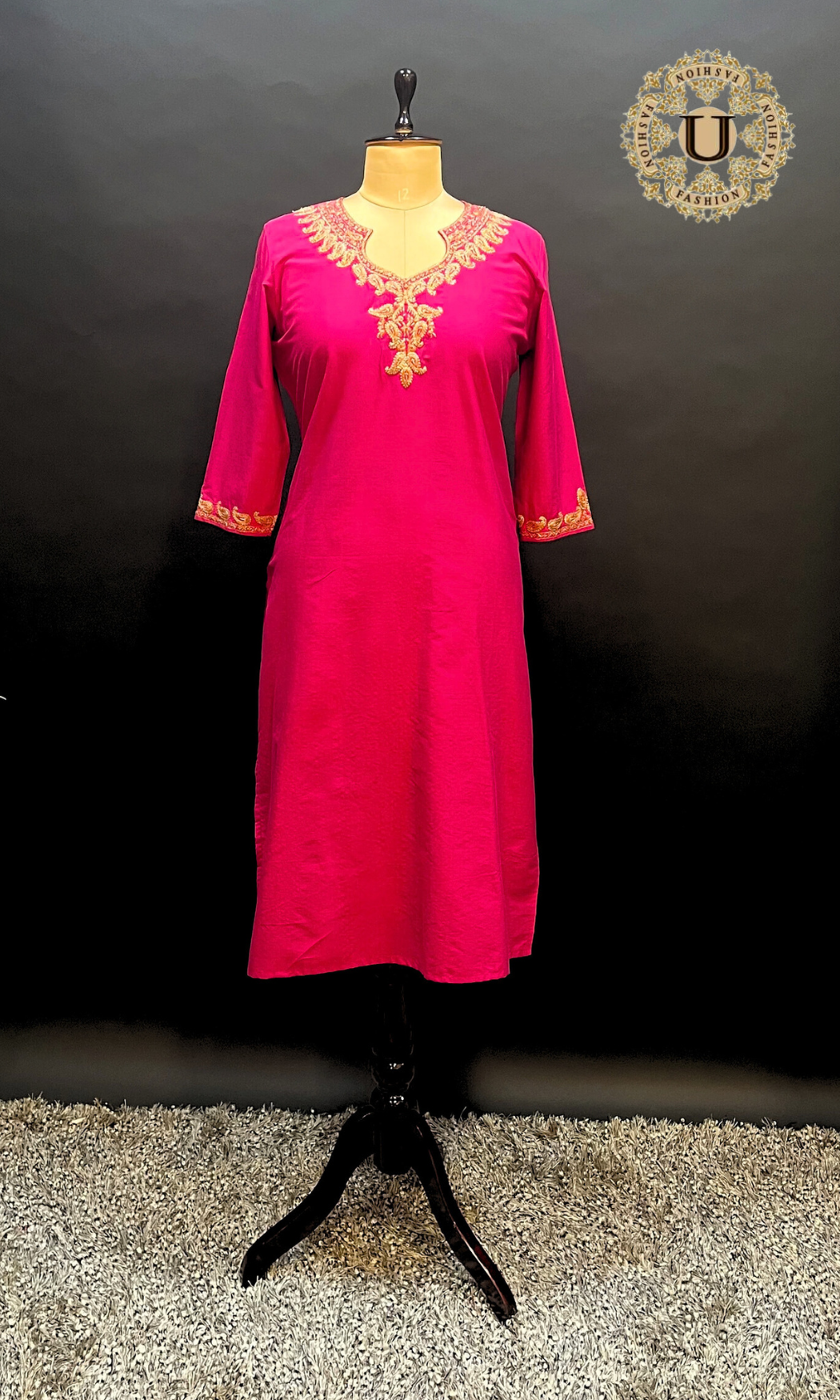 Pink spun embroidered Long Kurti