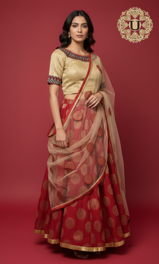 Red Banarasi Lehanga